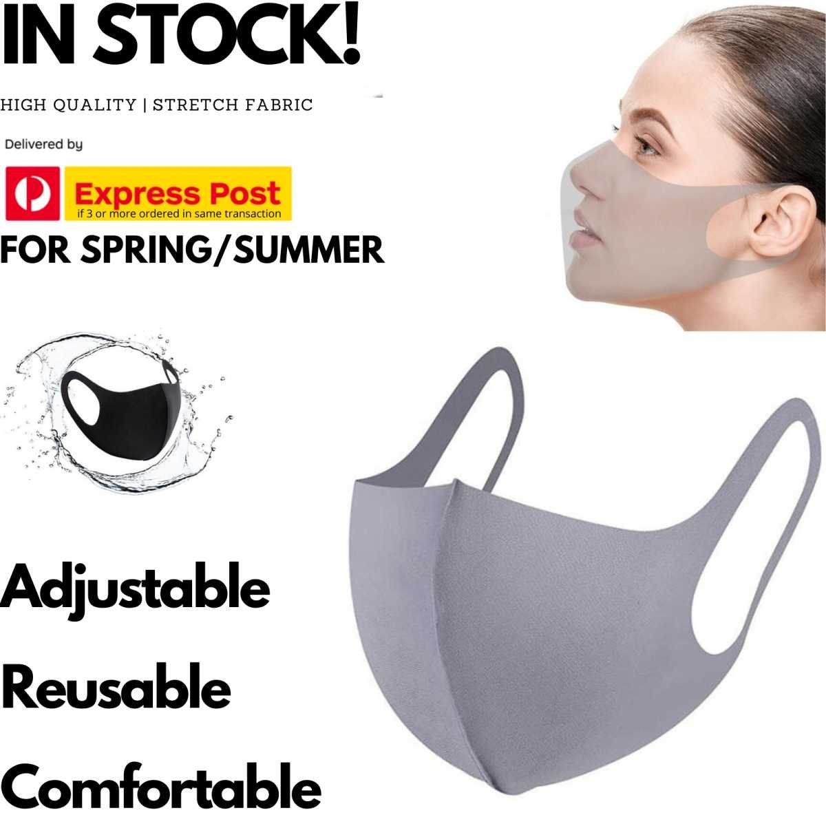 Reusable Breathable Face Mask, Anti-Dust Protective Mouth Mask for Daily Use, Grey