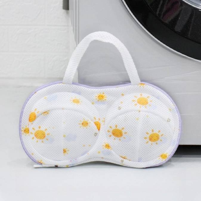 3D Support Bra Laundry Bag, Thick Mesh Bra Wash Bag with Zipper & Handle, Anti-Deformation Bra Protector for Washing Machine - Off-White