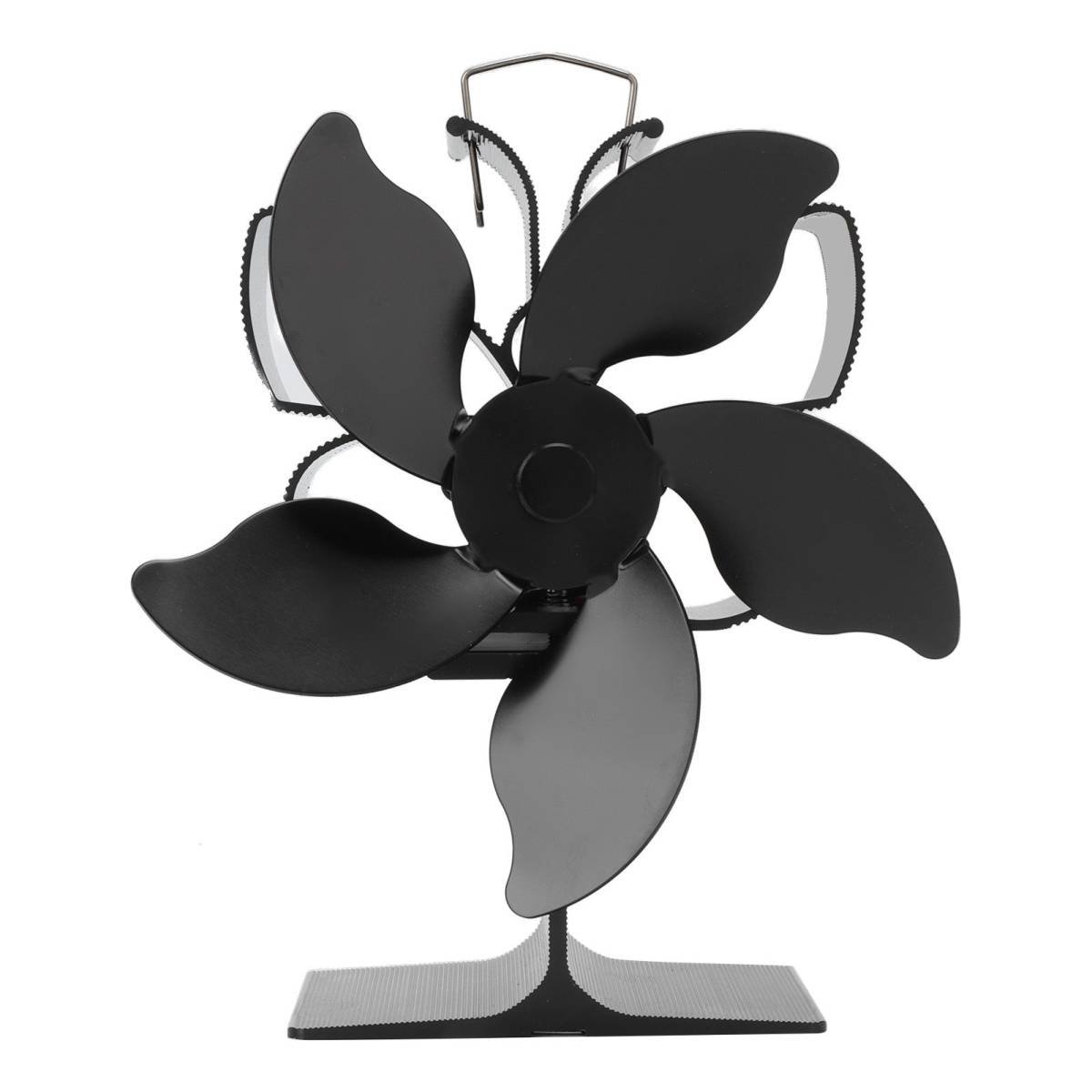 Heat Powered Fireplace Fan Black Stove Fan 5 Blades Thermal Power High Temperature Proof Eco Friendly Energy Saving