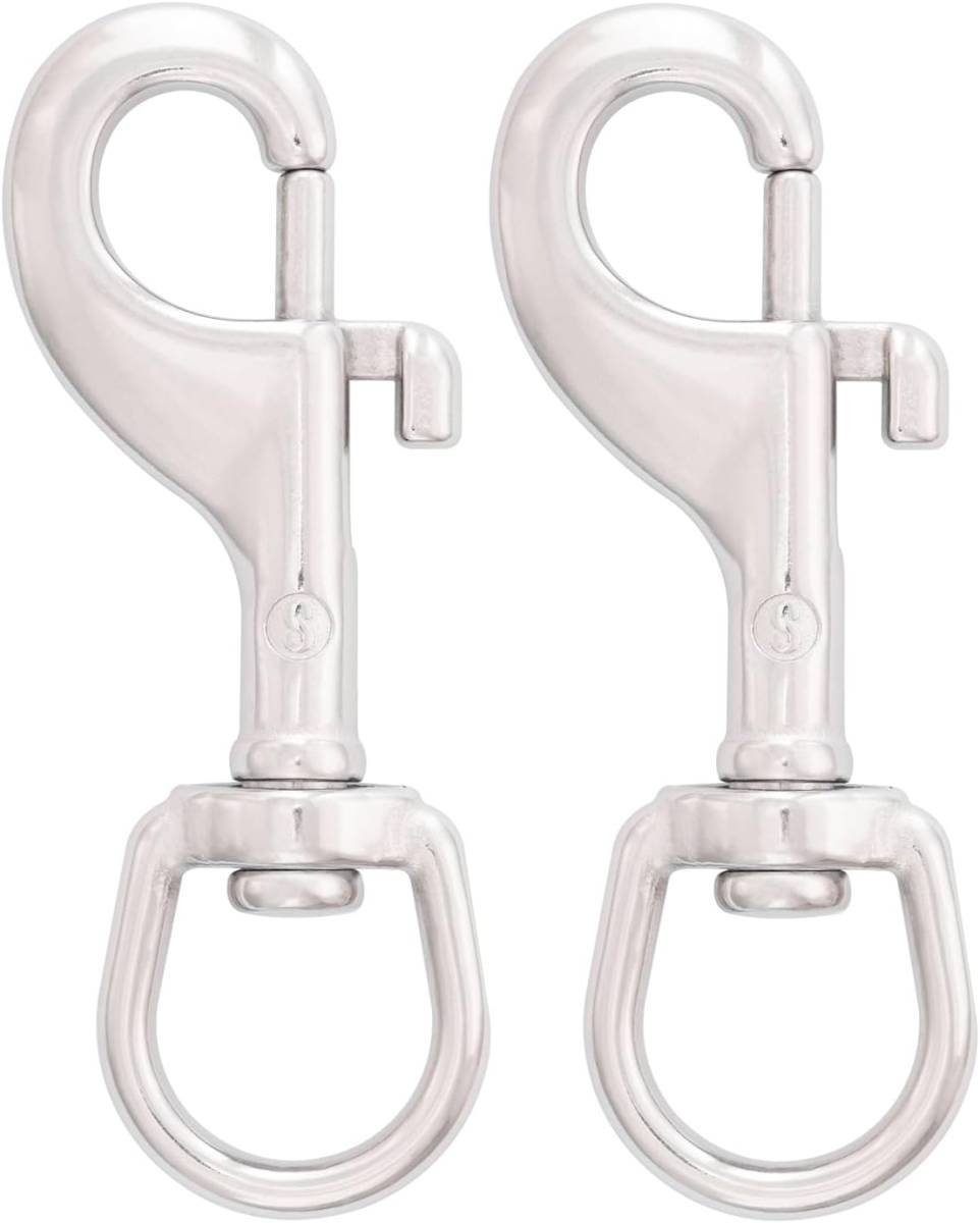 SHONAN 3.5 Inch Swivel Eye Snap Hook, 2 Pack Marine Grade Scuba Bolt Snap, Single Ended Stainless Steel Flag Clips Swivel Snaps for Scuba Diving, Flag Pole Rope, Dog Leash, Camera Strap