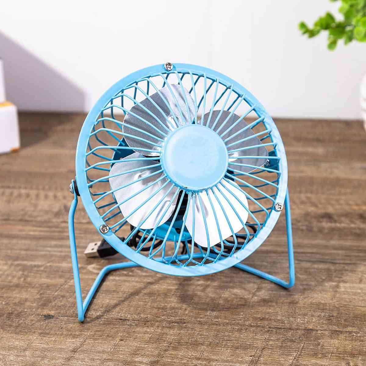Tutuviw 4 Inch USB Desk Fan,Small and Quiet,Powerful USB Powered Portable Fan,Strong Airflow,Mini Metal USB Fan,360°Rotation,Personal Cooling Fan with 2 Speed for Home Office,Black Blue
