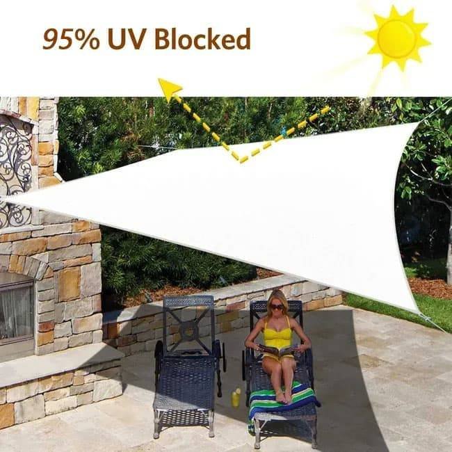 3x3m Waterproof Outdoor Sun Sail Triangle Shade, UV Protective Sun Net for Camping Garden Terrace Pool, White, 3.6x3.6x3.6m