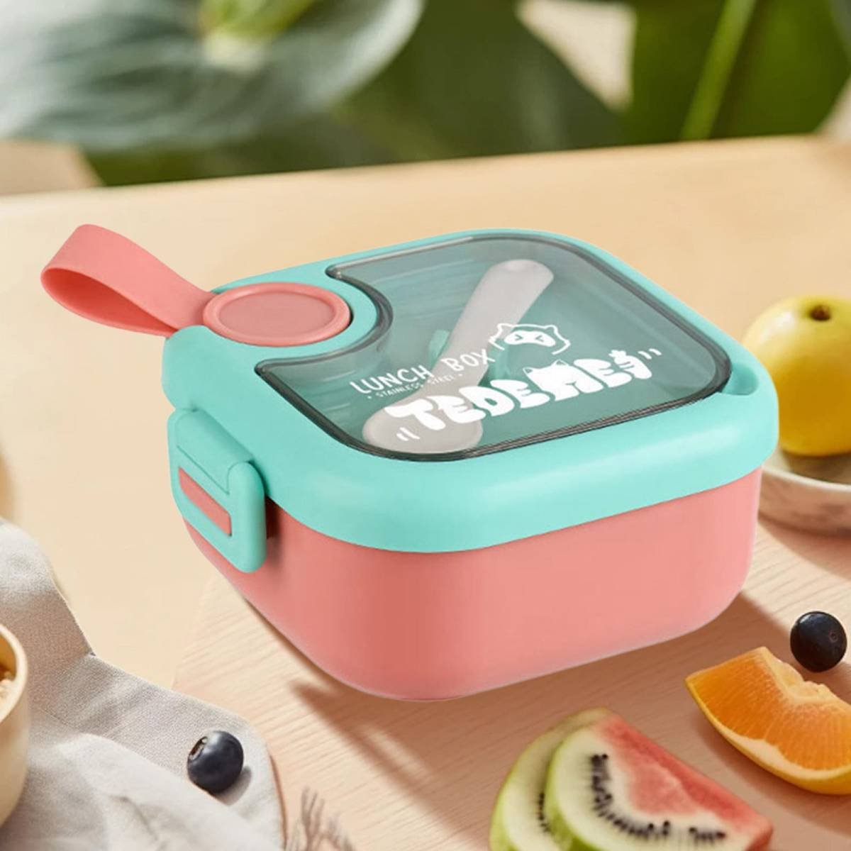 Xuniizn Bento Box Adult Lunch Box, Containers for Adults Men Women, Lunchable Food Container with Utensils, Sauce Jar, Muffin Liners, Microwave & Dishwasher Safe Pink#2