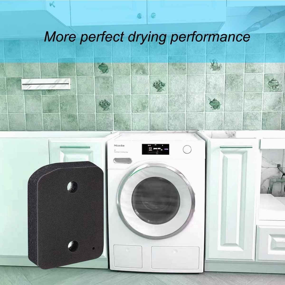pieces - Dryer Filter Sponge Filter - Dryer filters suitable for Miele T1 - Filter sponge foam - Filter - Dryer base filter - tumble dryer plinth filter - 210 x 155 mm - Black