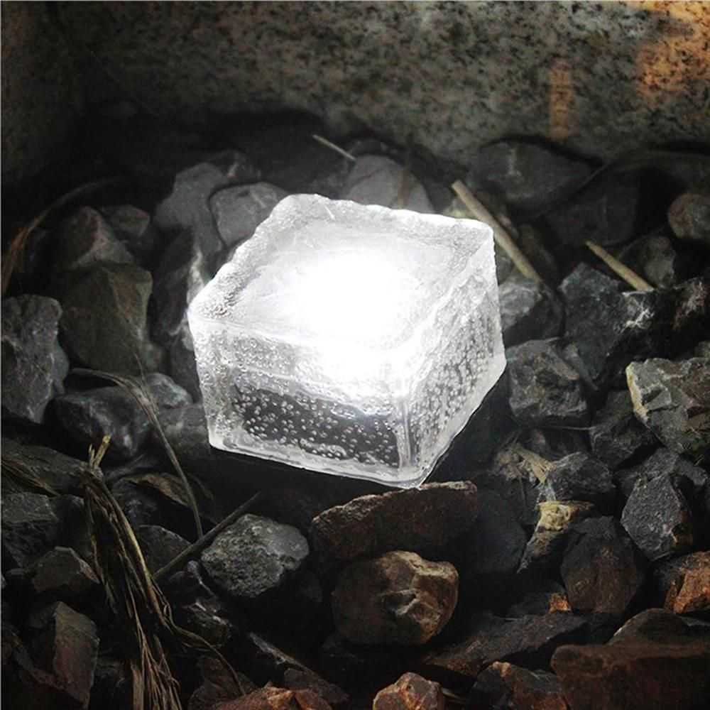 Solar LED Ice Cube Floor Tile Ground Lamp Lawn Lamp -White