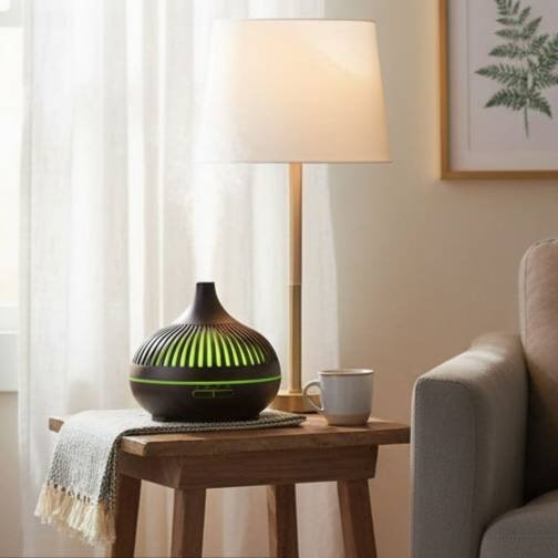 (2-Pack) 550ml Wood-Grain Ultrasonic Aroma Diffuser and Humidifier with 7-Color LED Night Light and Timer for the Bedroom – Light Wood