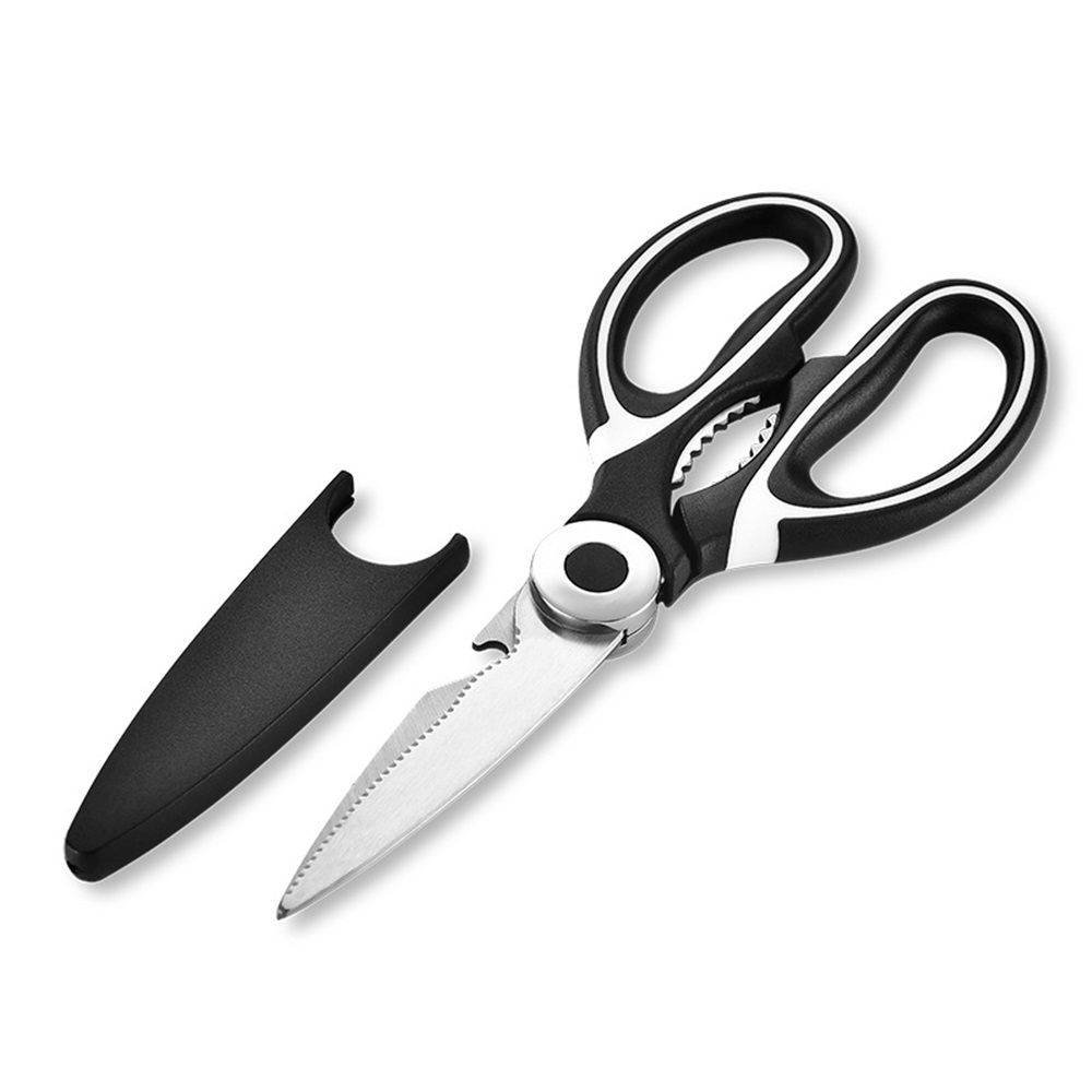 2 pack Kitchen Shears Multi Purpose Strong Stainless Steel Kitchen Utility Scissors with Cover Poulry,Fish, Meat, Vegetables Herbs, Bones, Dishwasher Safe (Black)