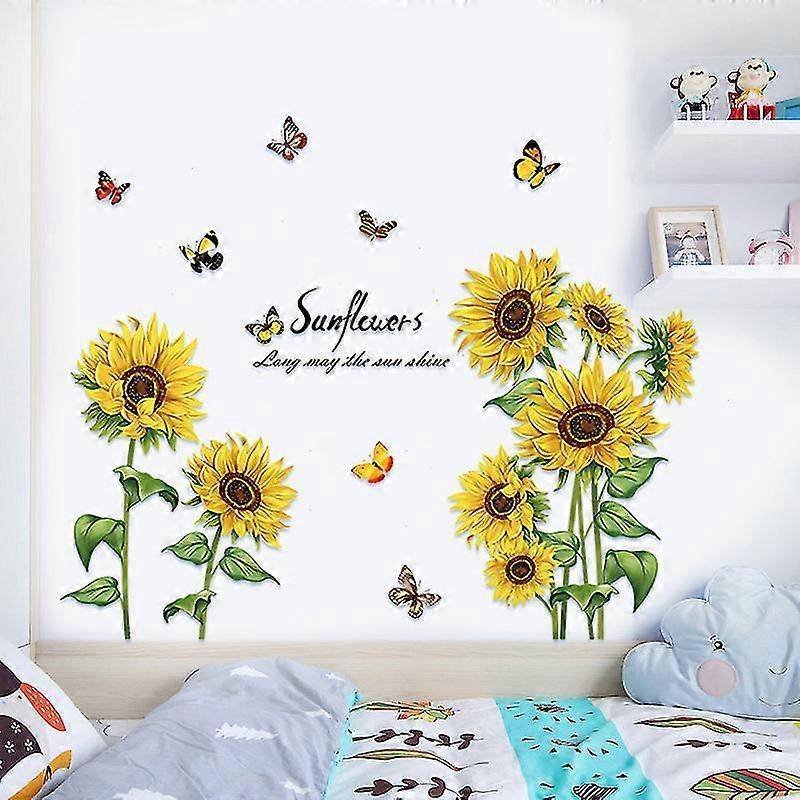 2 Pcs Wall Stickers The Sunflower Wall Stickers Mural Decals For Bedroom Living Room Wall