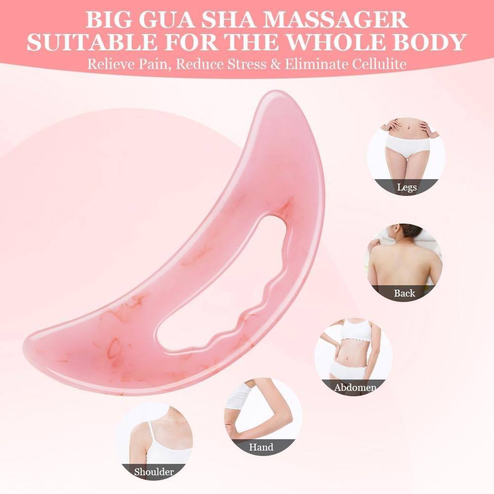Large Gua Sha Massager, Lymphatic Drainage & Cellulite Massage for Legs, Face, Back & Pain Relief Pink-B
