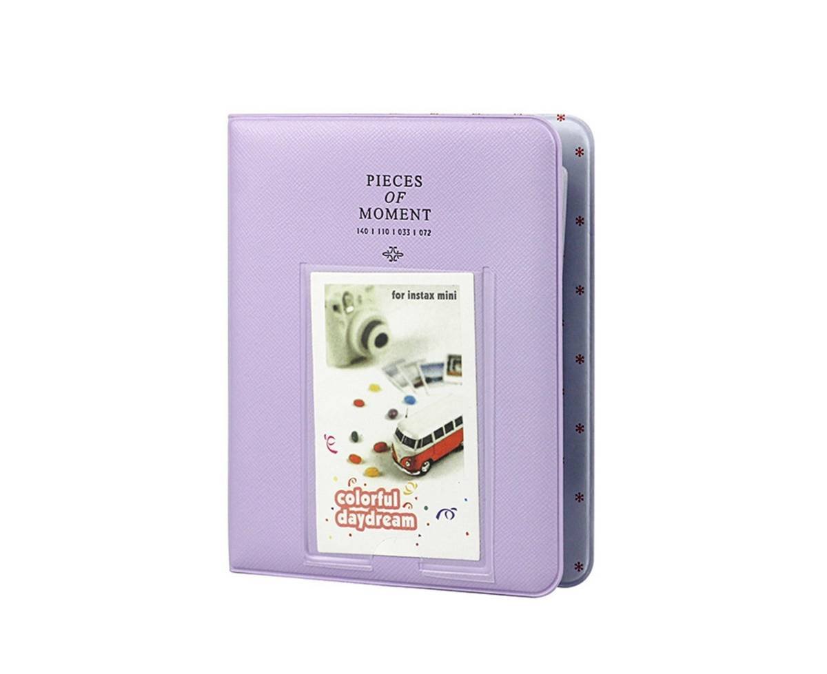 Large Capacity Photo Album Bright Color Compact Mini Picture Collect Book Postcard Holder for Students - Purple