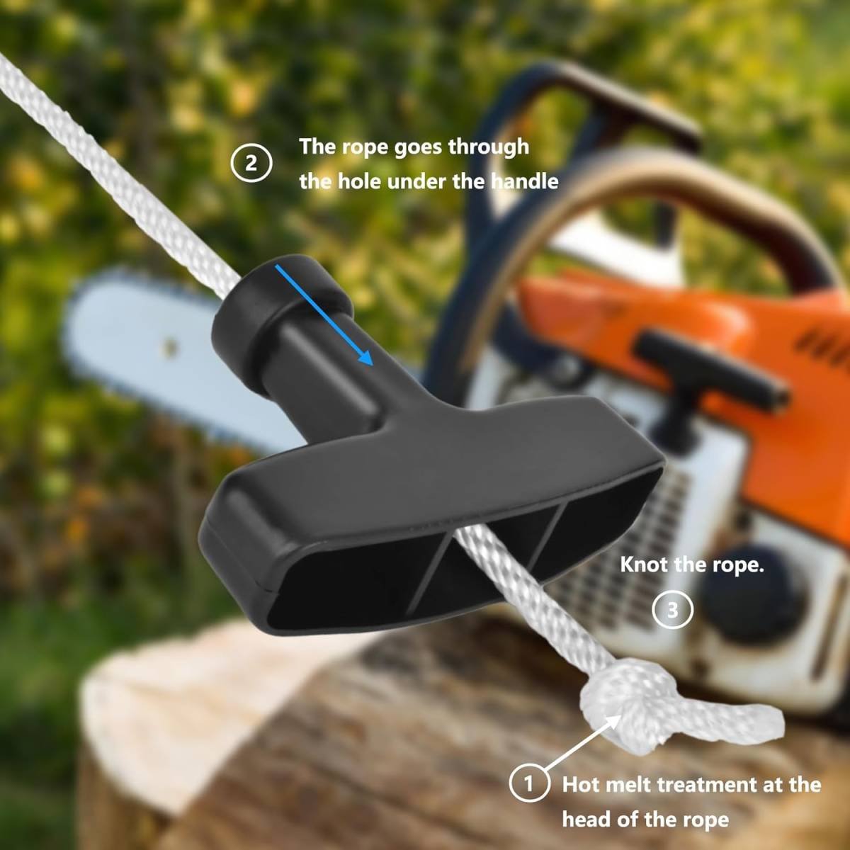 Pull Cord with Recoil Starter Handle Gasoline Engine Starter Handle Grip Recoil Starter Pull Handle for Lawn Mower, Chainsaw, Generator (2 Pack)