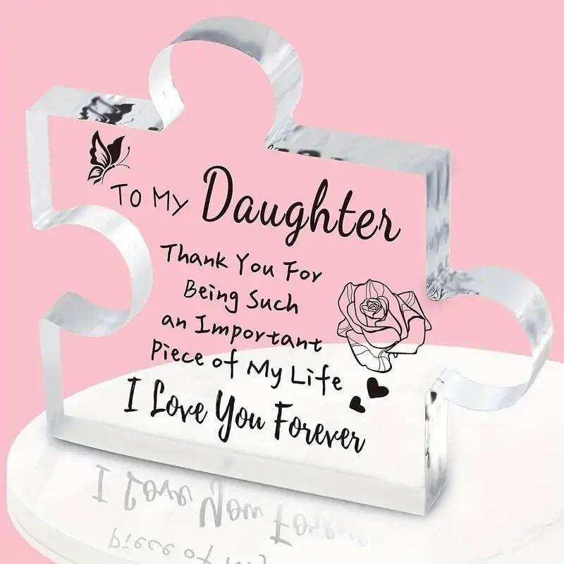 Interlocking Puzzle-Shaped Desktop Decor – 10.5cm Square Display Piece for Home or Gifting(Daughter)