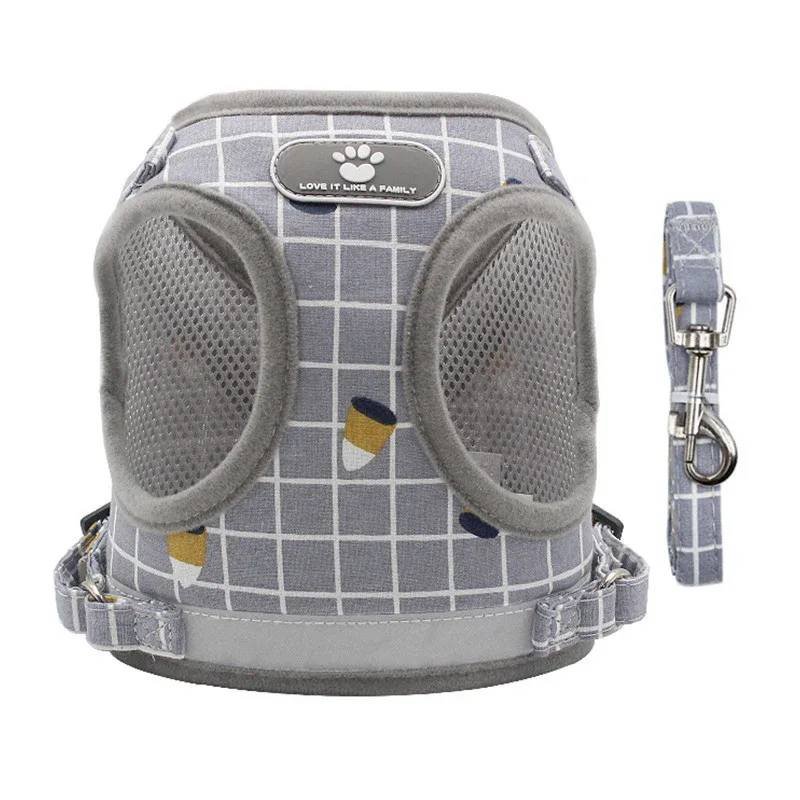 Small Dog Harness Vest Breathable Mesh Puppy Vest, Grey, XS