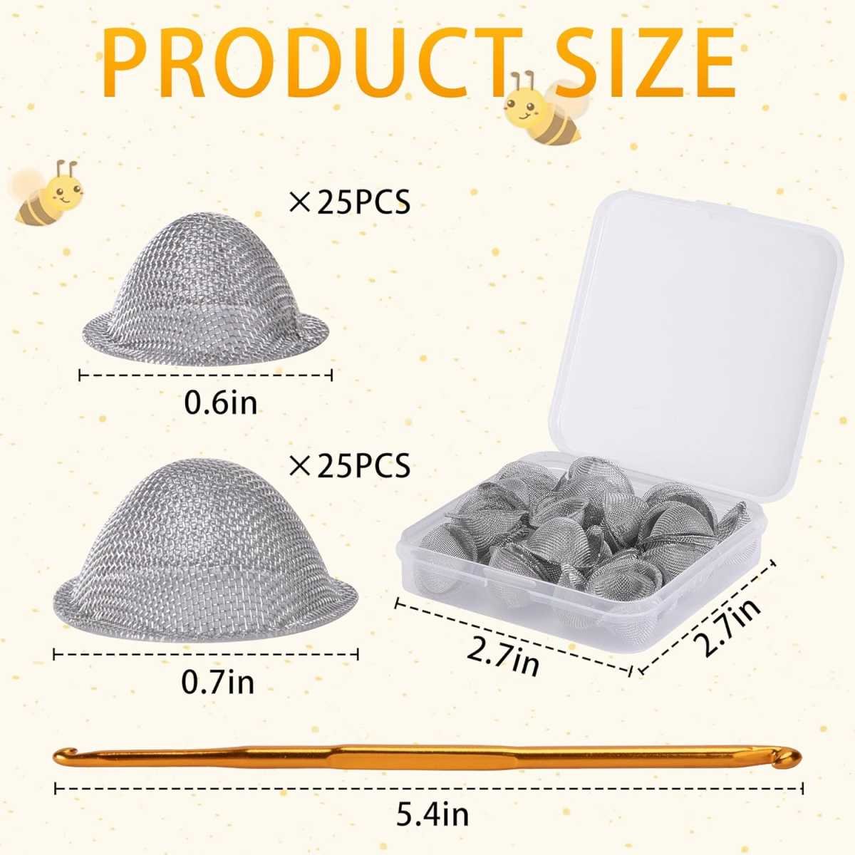 50 Pcs Stainless Steel Carpenter Bee Corks, 2 Sizes Carpenter Bee Plugs Hole Filler, Tapered Bee Holes Repair Kit for Outside Porches Furnitures