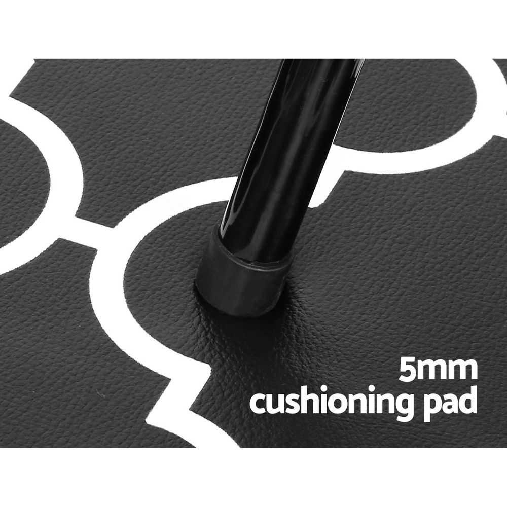 Non-Slip PVC Kitchen Floor Mat 45 x 75 cm, Waterproof Rug, Black Moroccan Trellis