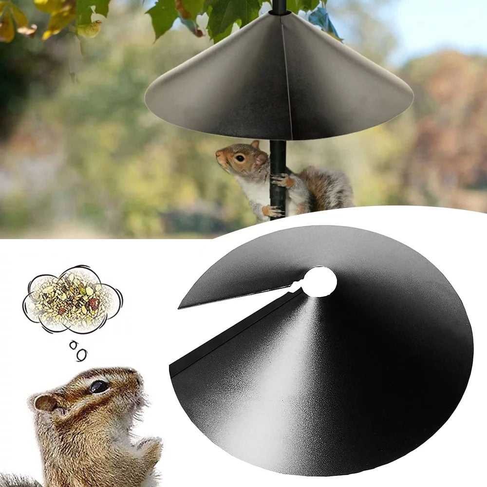 Squirrel Proof Baffle 12/14/16/18 Inches Wide Squirrel Protection for Bird Feeders Anti-Rust Galvanized Steel Hangable Baffle, Protects Bird Houses from Squirrels 18" Black