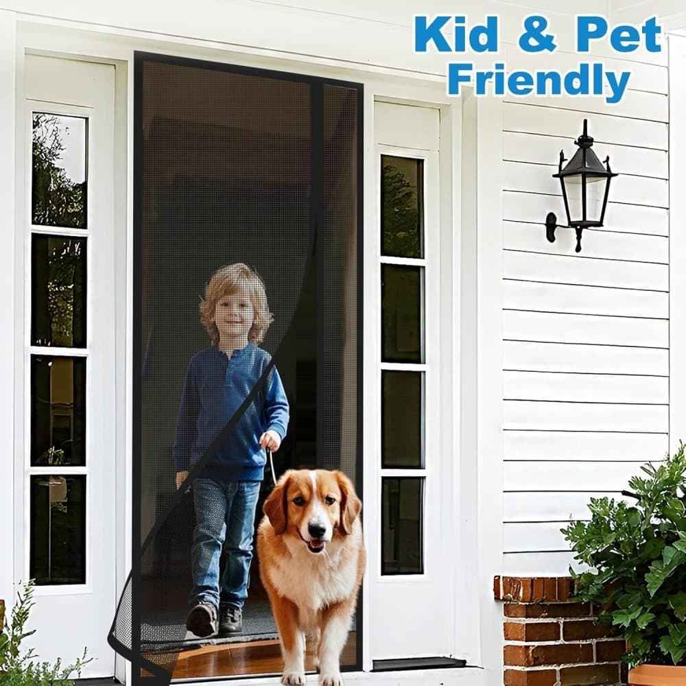 1 Pack Magnetic Mosquito Net Door, Self-Adhesive Side Opening Curtain Removable Durable Insect Fly and Cat Proof, 110x220cm, Gray
