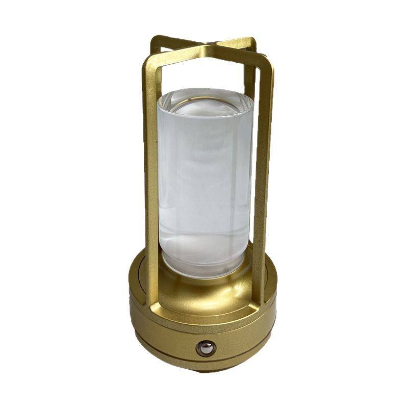 Portable Metal Table Lamp,Cordless Table Lamp,Battery Operated, 3 Light Colors, for Restaurant/Bedroom/Bars/Outdoor Party/Camping/Coffee Shop Atmosphere Night Light (Gold)9.5*17.5cm（Manual measurement may result in slight deviations in size）