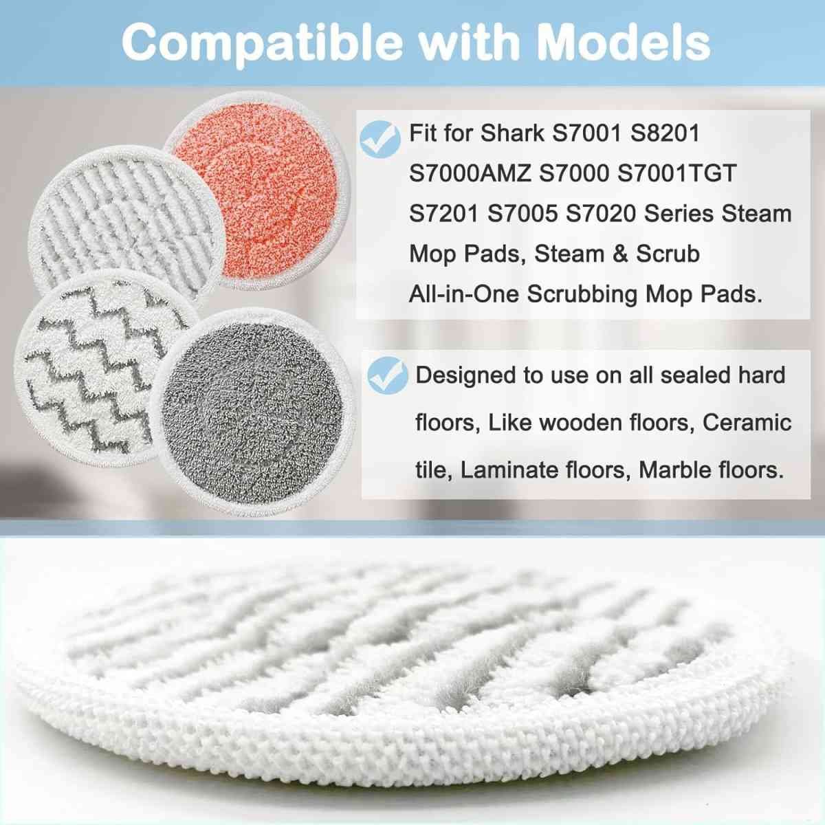 12 Pack Upgraded Replacement Steam Mop Pads or Shark S8201 S7001 S8001 S7201 S7000AMZ S7000 S7005 S7020 S7001C Steam Mop,Steam & Scrub All-in-One Scrubbing and Sanitizing,Dirt Grip Scrub Washable Pad