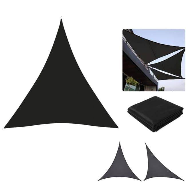 5x5x5 m Waterproof Outdoor Triangular Sun Sail UV Protective Shade Net for Camping Garden Terrace and Pool, Black