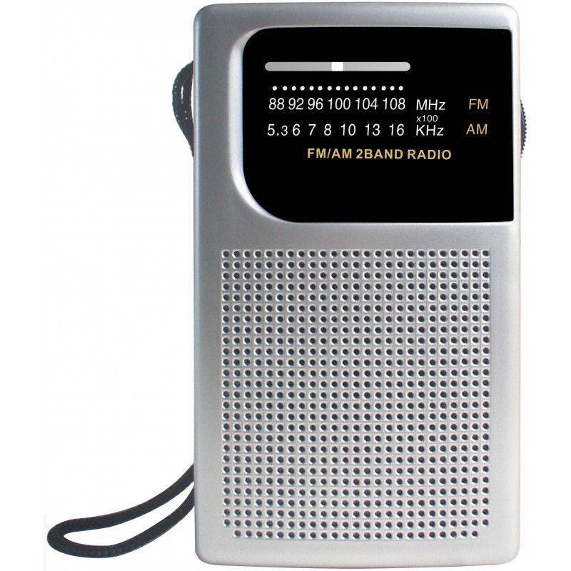 AM/FM Pocket Radio with Built-In Speaker and Earphone Socket