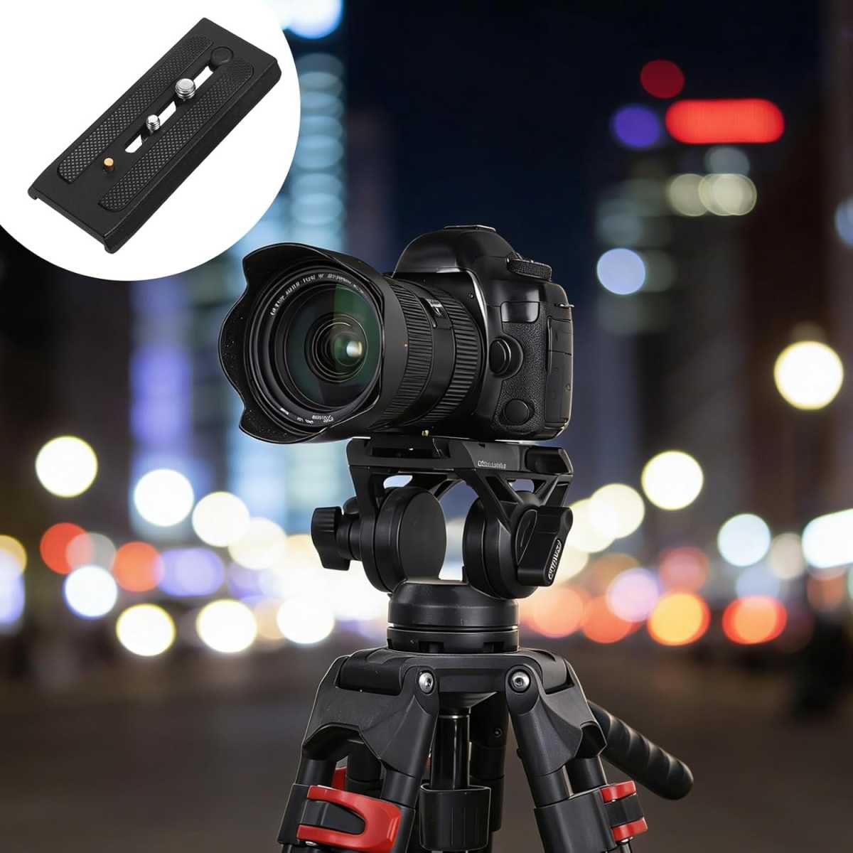 Tripod Quick Release Plate, P200 Quick Release Plate Camera for Tripod, Universal Aluminum Alloy Camera Mounting Base Plates with 1/4" & 3/8" Screws Compatible Connect Adapter for Most Heads