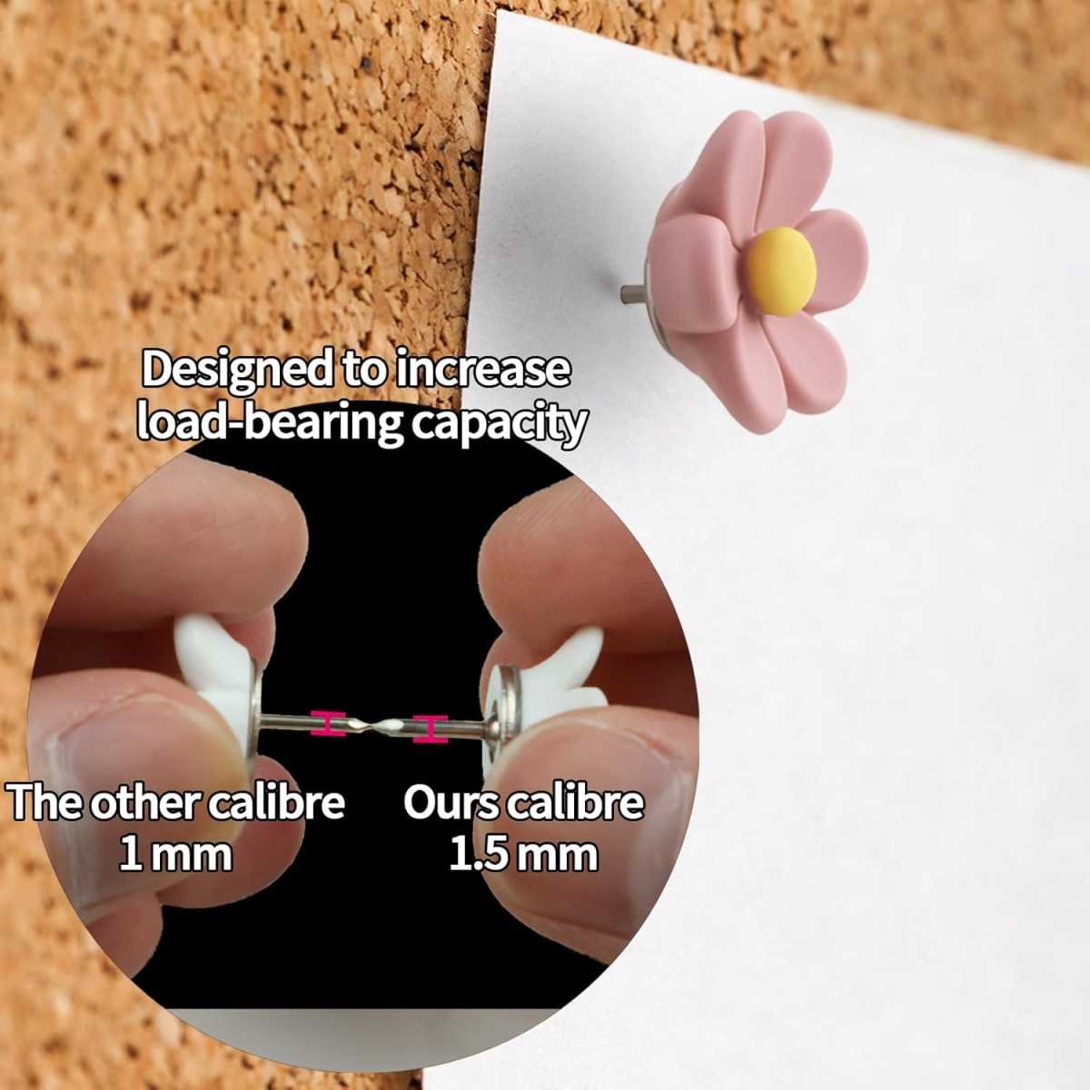 30 Pcs Flowers Push Pins Decorative Thumb Tacks in 3 Colors Cute Office Decor for Women Cork Board Bulletin Board, Photos Wall Maps and Other Offices Schools Supplies Christmas Decoration