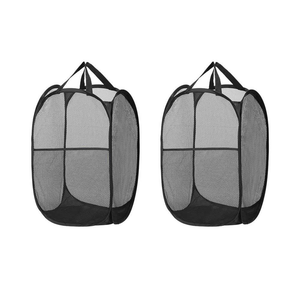 2 Pack Foldable Laundry Basket Hampers, Black
