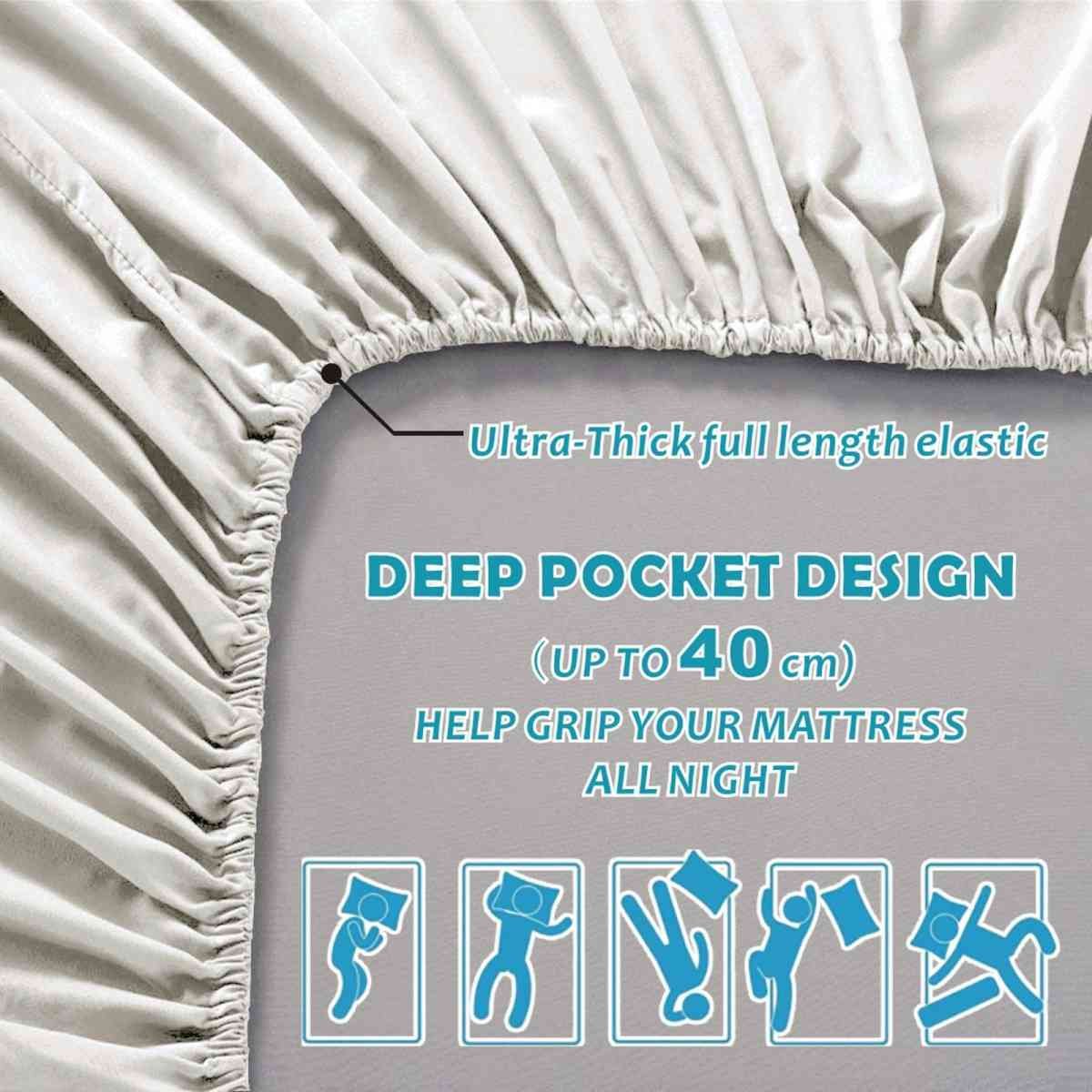 3 Piece Fitted Sheet Set- Fitted Sheet & Pillowcases -Breathable Bedding - Wrinkle, Fade, Stain Resistant- 40cm Deep Pocket Fitted Bed Sheet Set(Raw white,Super King)