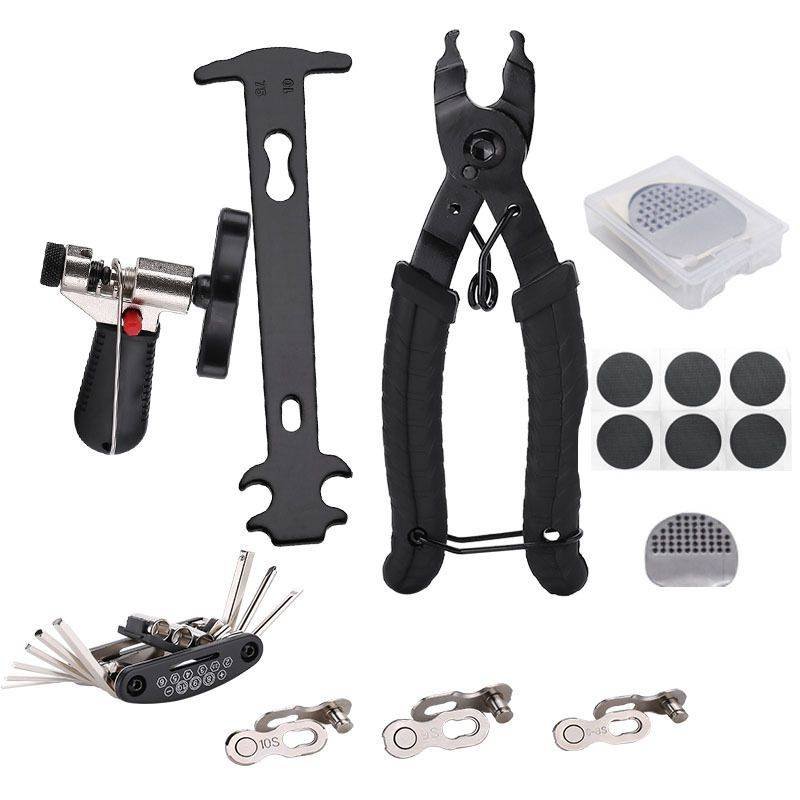 12 in 1 Bike Chain Repair Tool Kit Set, Cycling Bicycle Chain Breaker Splitter Cutter & Wear Indicator Checker & Master Link Pliers Remover & Reusable Missing Connector