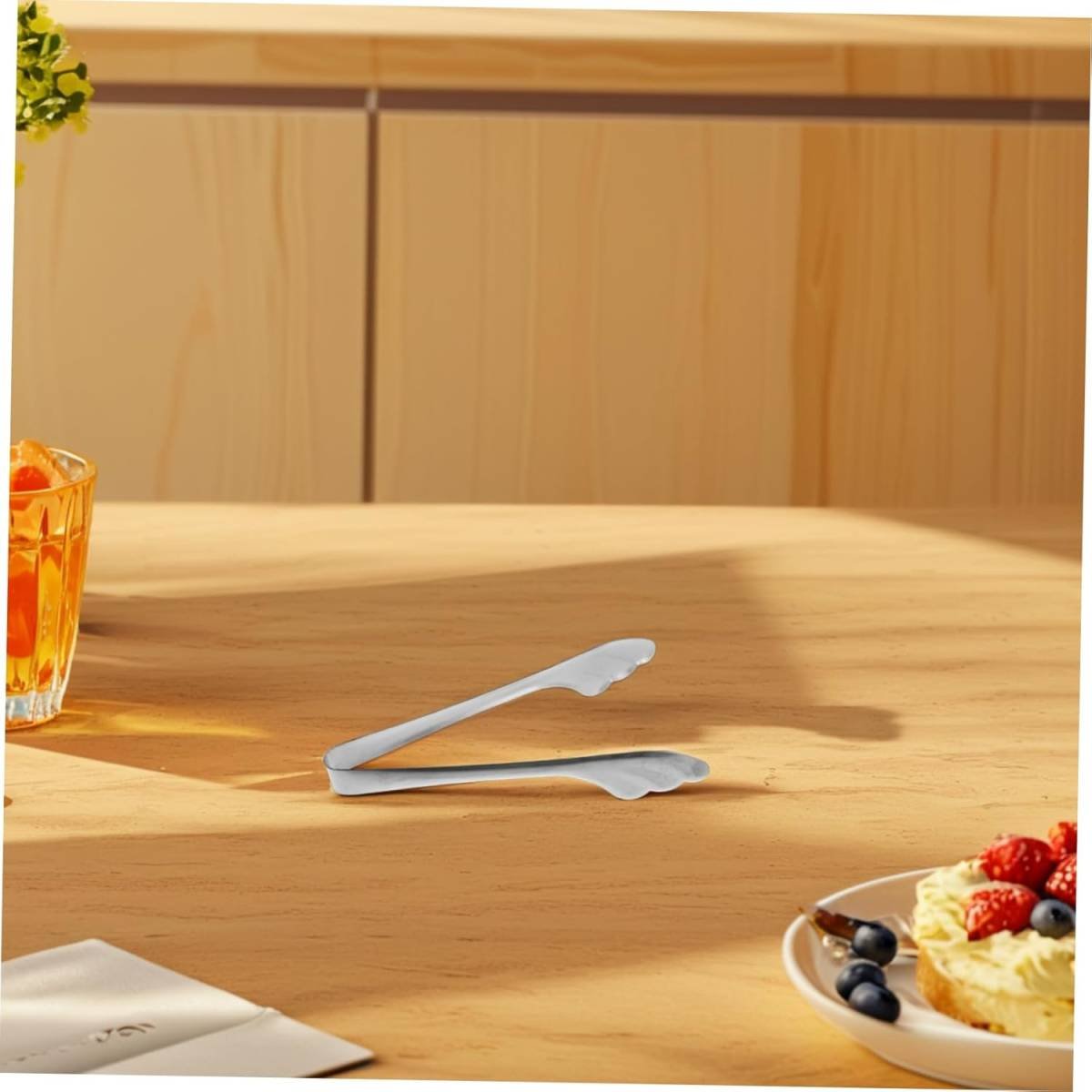 1 Piece Reusable Stainless Steel Food Clip Ice Salad Buffet Retro Angel Wing Design