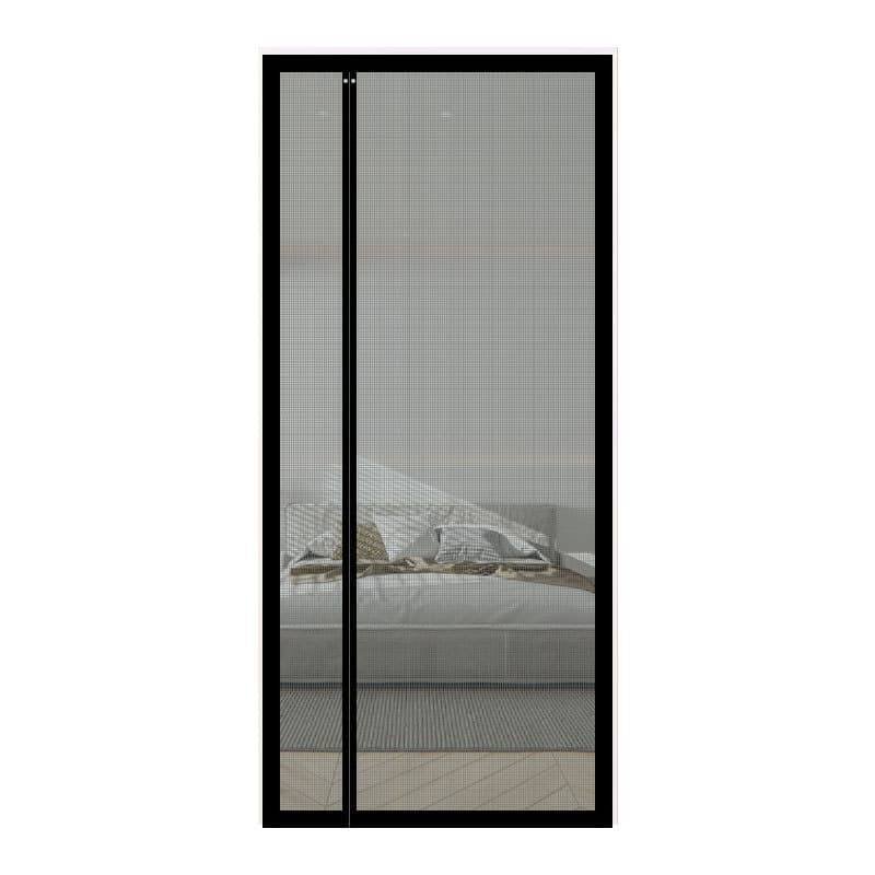 80 x 210 cm Magnetic Mosquito Net Door Self-Adhesive Side Opening Curtain Removable Durable Insect Fly and Cat Proof, 90x200 cm, Black