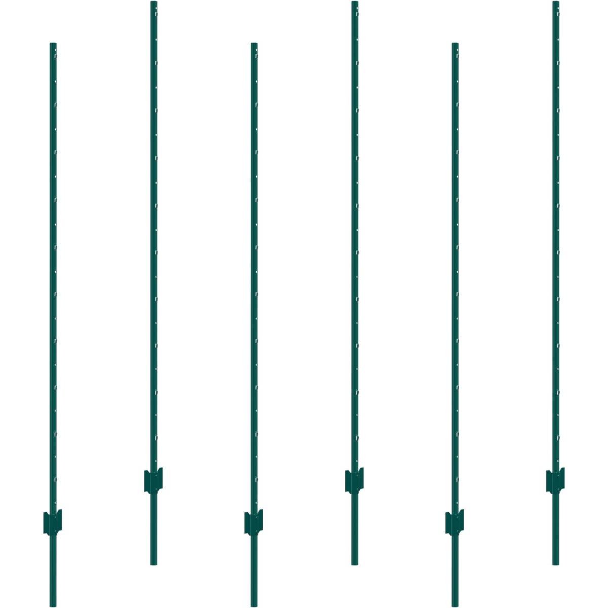 6 Feet Fence Post 6 Pack T-Post Heavy Duty Metal Fence Posts Green