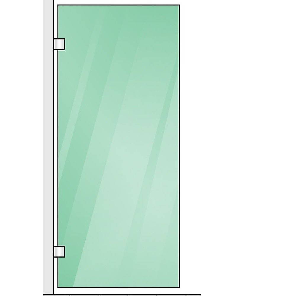 100x90cm Corner Frameless Shower Screen with Gold Brackets and Brass Hinges, Square Double Pull Handle