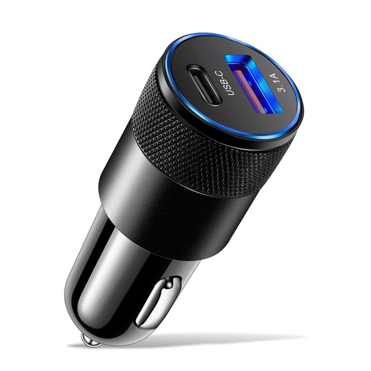 15W PD USB Car Charger, USB Type C Fast Power Charging Block, USB and PD Type-C Dual Interfaces, Plug Lighter Adapter, Car Charger Charging Adapter, for Daily Commutes, Road Trips Silver
