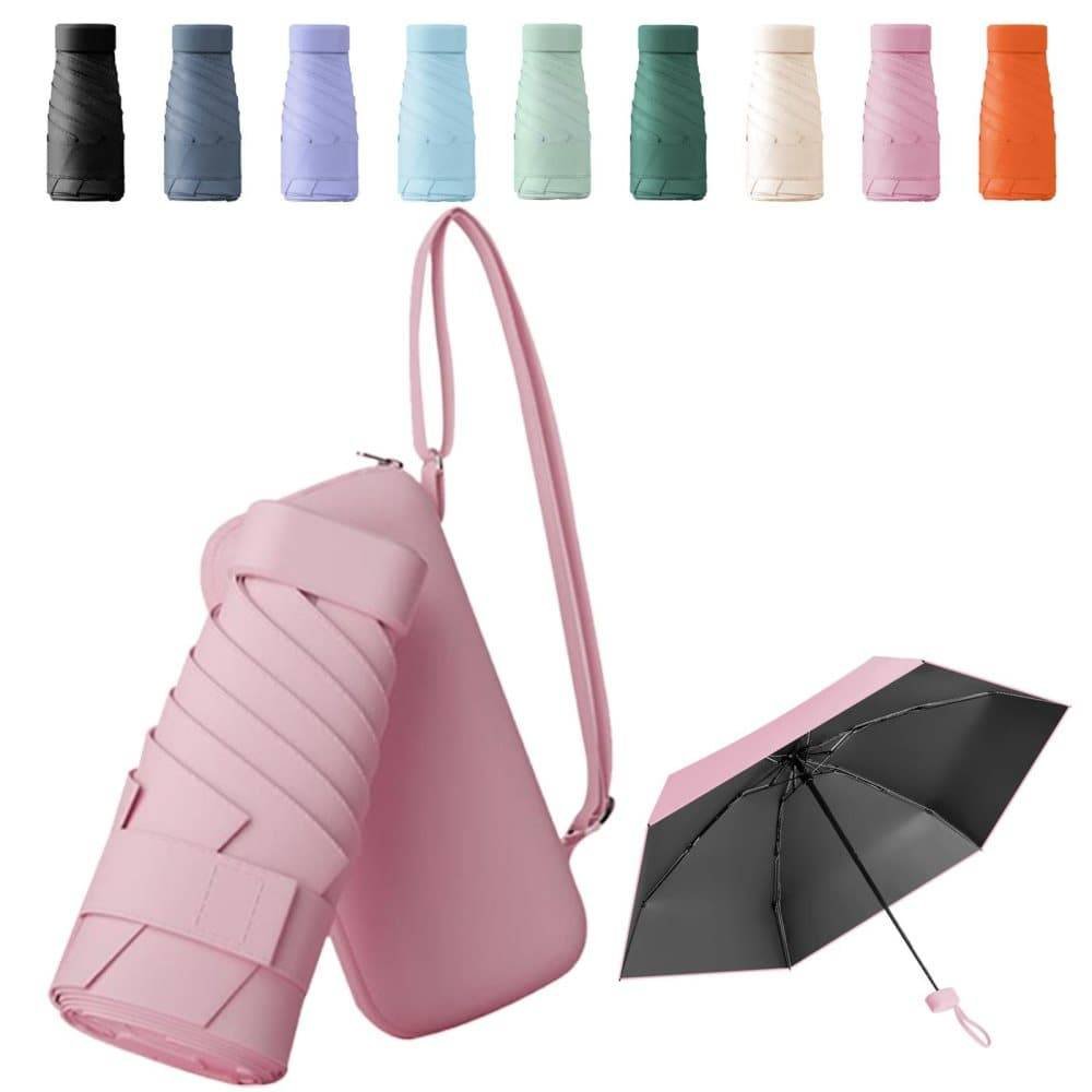 UV-Protective Folding Umbrella Wind-Resistant Lightweight Waterproof for Travel Beach and Everyday Use, Pink