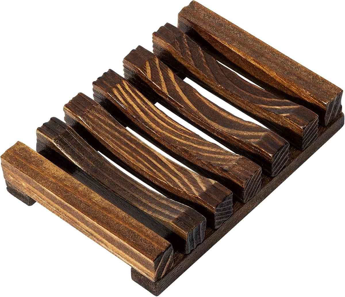 Natural Wooden Soap Dish Soap Saver Holder Soap Tray for Bathroom, Biodegradable, Zero Waste, Plastic Free, Charcoal Color