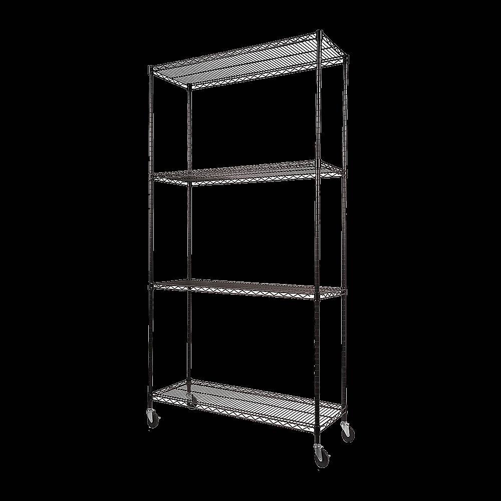 Modular Wire Storage 90x45cm Steel Shelving Black With Wheels For Garage Warehouse Or Kitchen Organisation