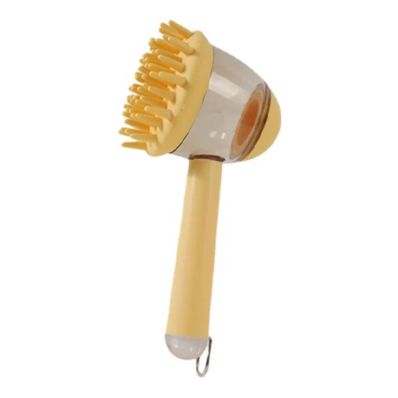 3 in 1 Pet Bath Brush Liquid Foaming Massage Brush, Yellow, 18 cm