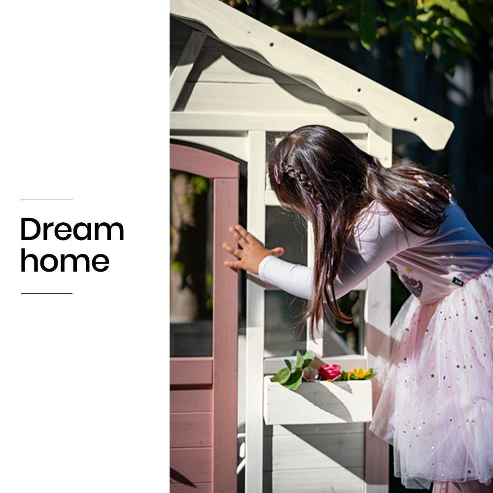 ROVO KIDS Cubby House, Wooden Outdoor DIY Timber Cottage Style Playhouse, for Children