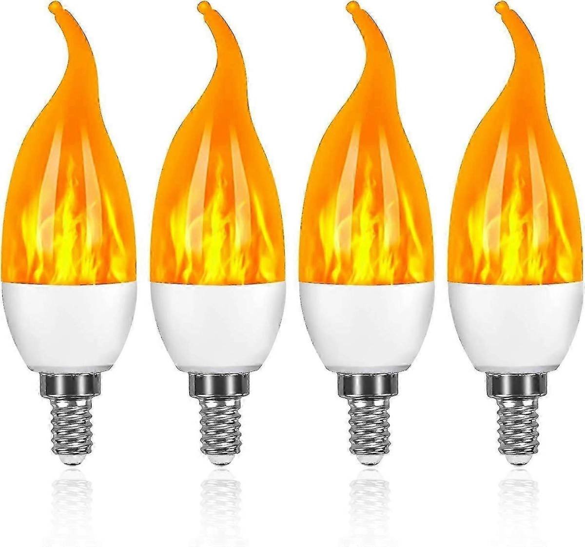 4 Pack E14 LED Flame Effect Bulbs 3 Modes Decorative Lights