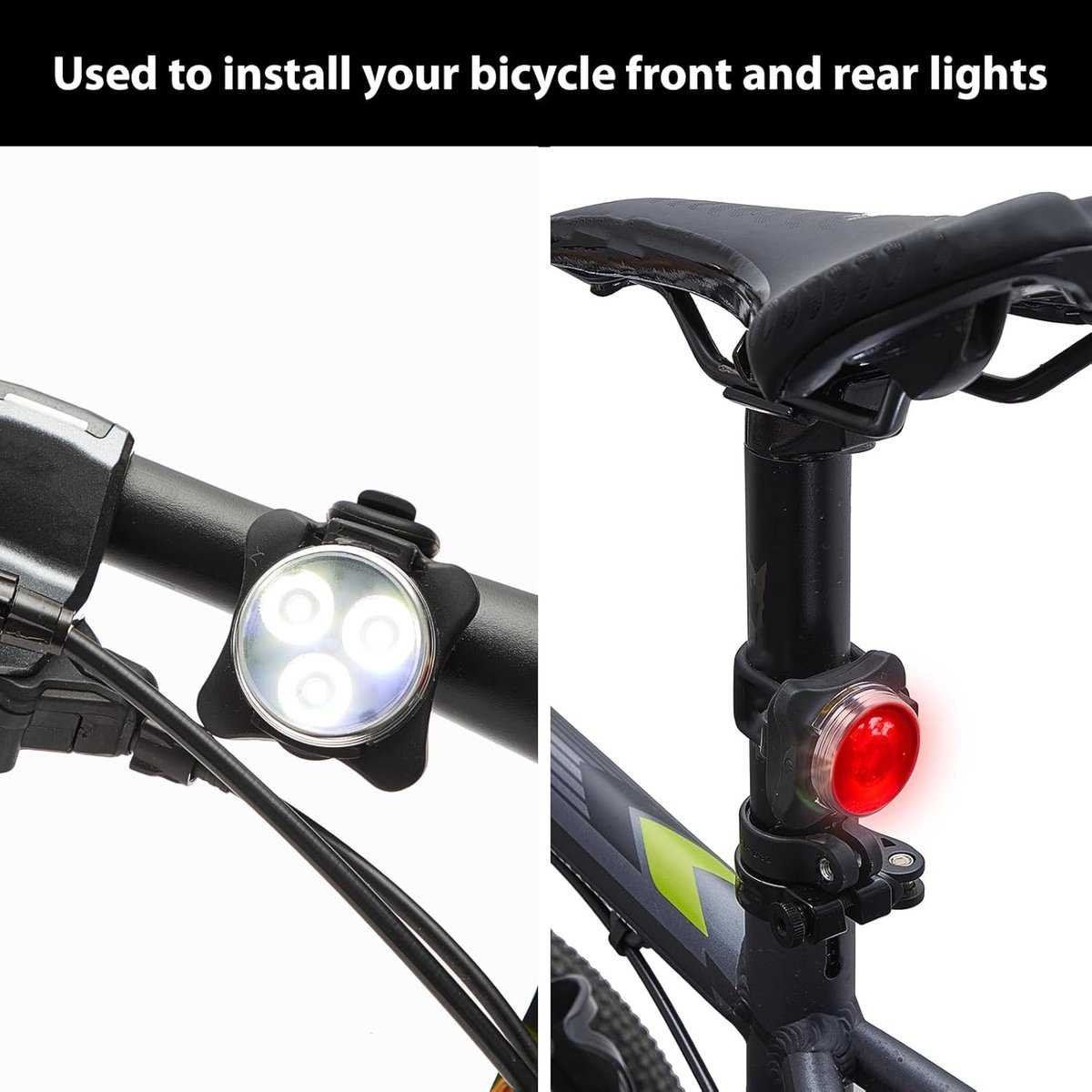 10 pieces - bicycle rubber bands - bicycle light holder - bicycle light strap - silicone strap - bicycle accessories - for bicycle headlights and taillights - for flashlight, mobile phones, speaker holder, handlebar sets - 7*2.5*3.8 cm - black