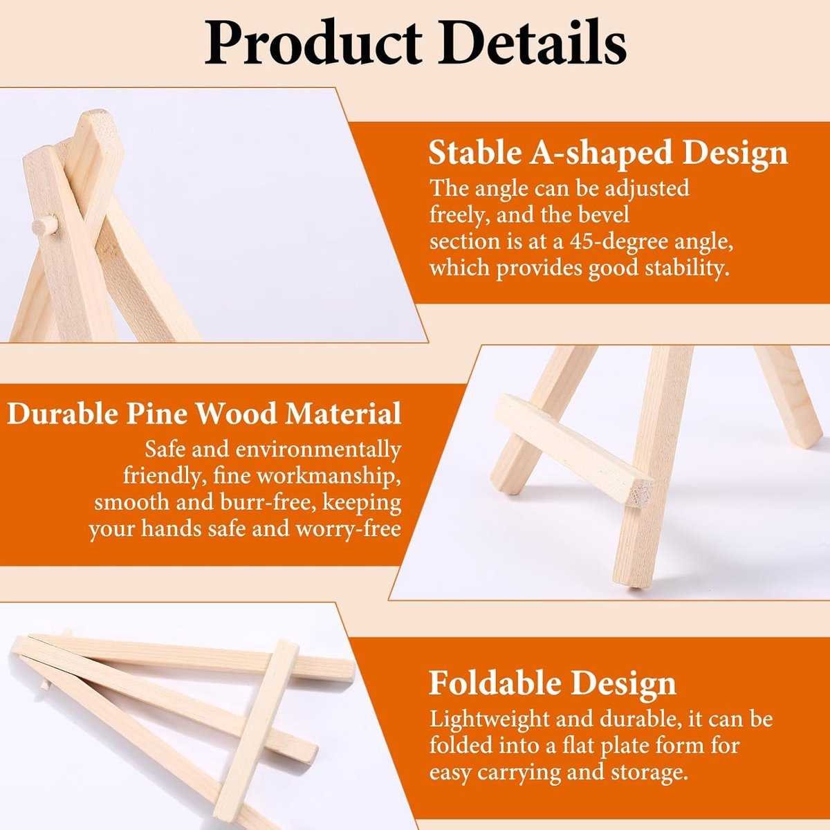 4 pieces - Table easel - Painting easel stand - Painting easel - Desk easel - Wooden easel - Wooden stand - Mini wooden stand - Display rack - mini painting easel - Home decoration - for photos, weddings, birthdays - 8*15 cm