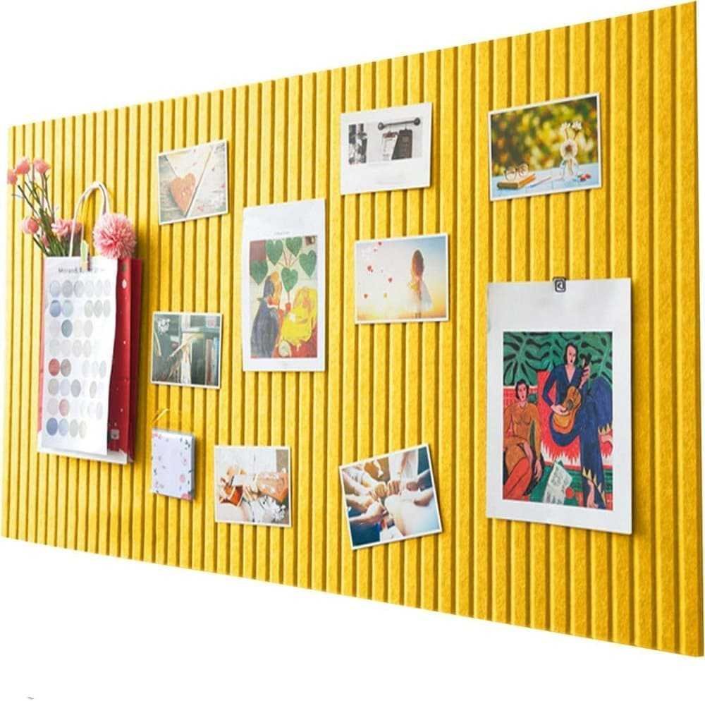 40x60cm Self-Adhesive Photo Board, Decorative Cork Wall Panel Bulletin Board with Acoustic Panels for Photos and Messages, Yellow, for Home and Office