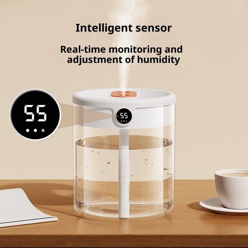 2L Smart Humidifiers for Bedroom, Rechargeable Top Fill Humidifier with Night Light, Cool Mist Humidifier for Office Home Plant and Baby, Quiet, (Beige)