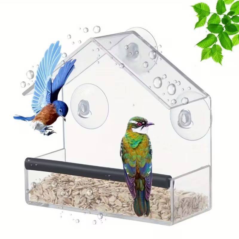 Transparent Bird Feeder (PS) Size: 150*60*150mm Color: Transparent for Birds Outdoor Use (1pc)