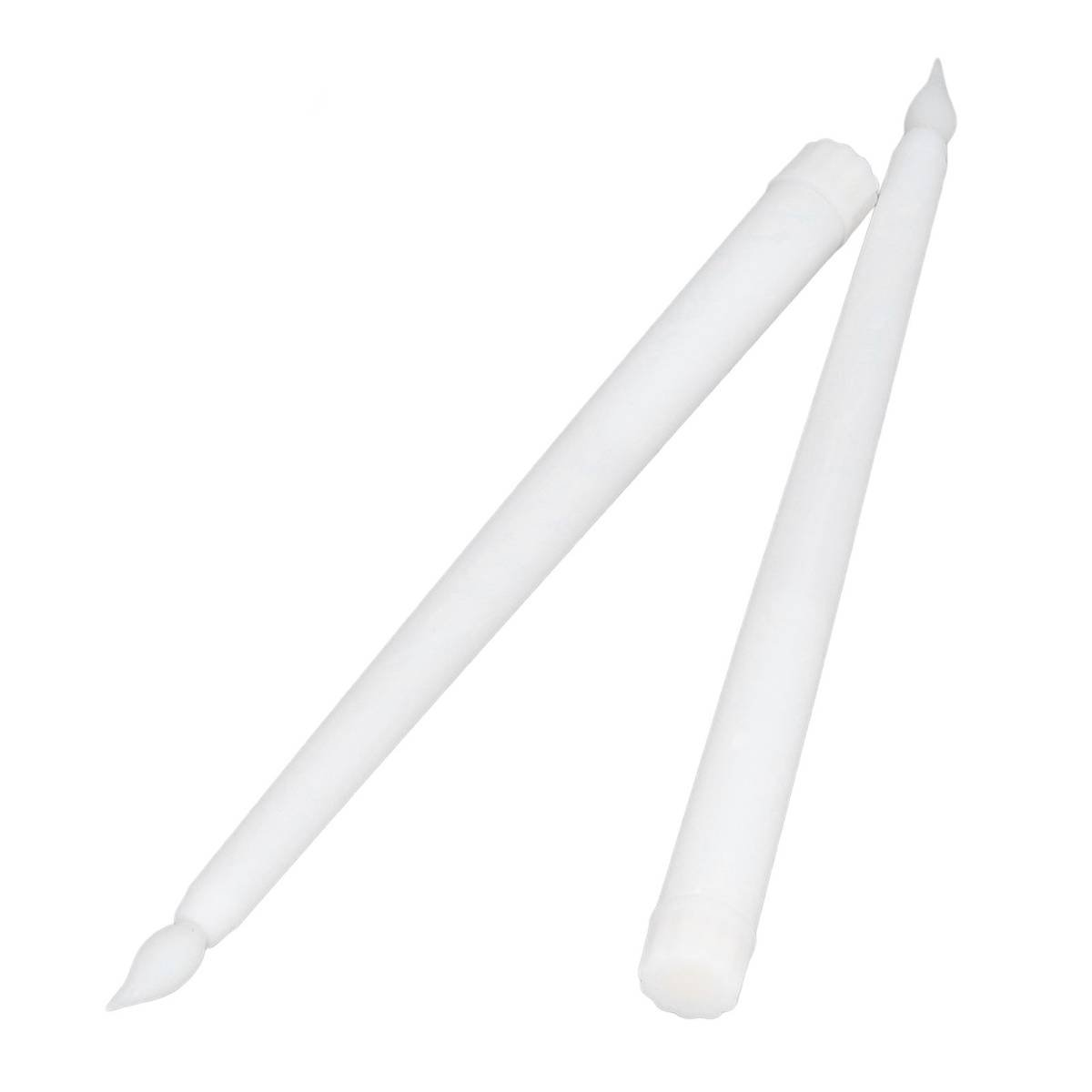 2pcs LED Taper Candles Battery Powered Flameless LED Candle Sticks for Festival Wedding Birthday Party White Shell