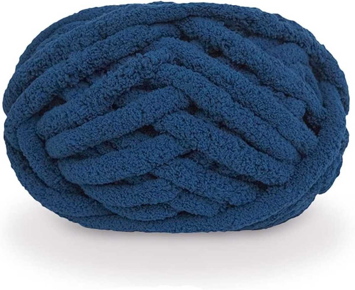 Chunky yarn - Hand-knitted blanket - 25 metres - Extra soft - DIY - Cushion - Blanket - Pet bed - Navy blue