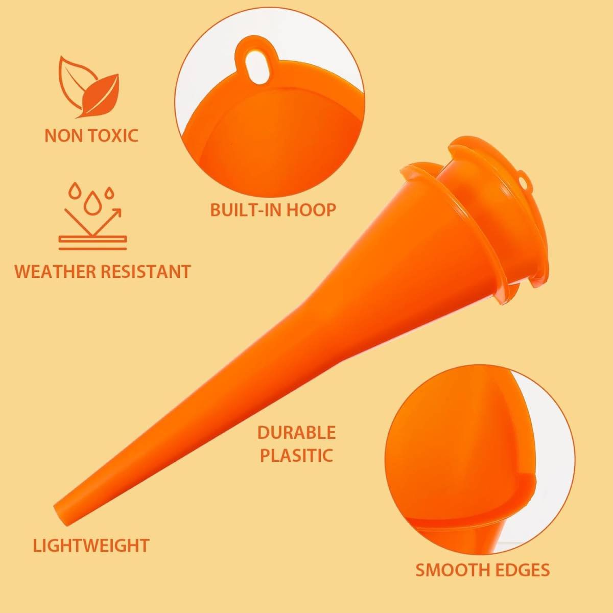 2 Pack Orange Multipurpose Funnel for Filling Car Oil Grease Engine Oil Water Diesel Kerosene and Other Liquids