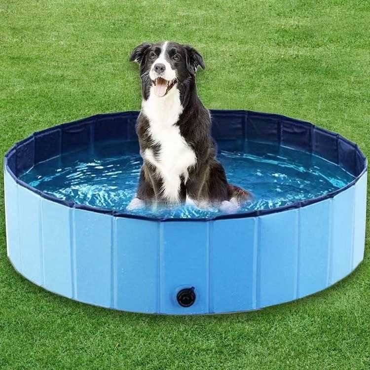 Foldable Dog Pet Pool Bathtub, Blue, L